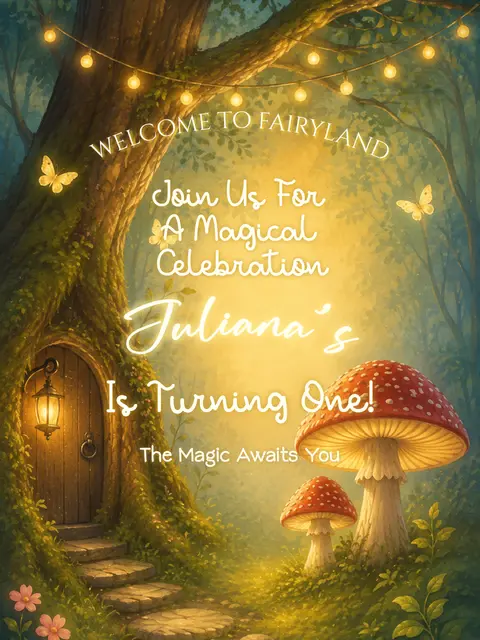 Glowing Woodland Fairy Door Printable Birthday Welcome Sign