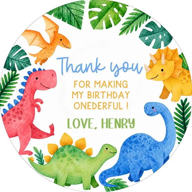Colorful Dinosaur Printable Favor Tag