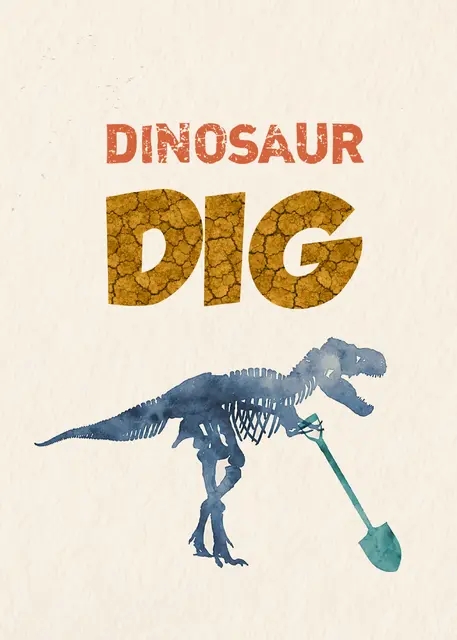 Watercolor Dinosaur Dig Printable Table Sign