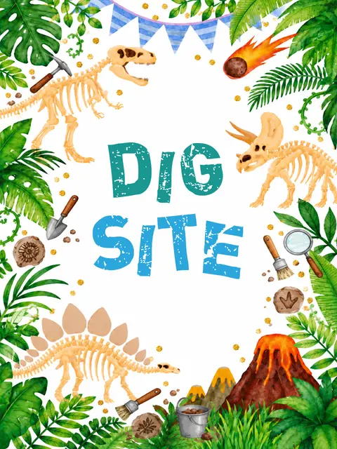 Tropical Dinosaur Dig Site Printable Play Zone Sign