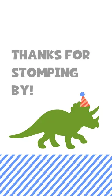 Green Triceratops Printable Thank You Tag