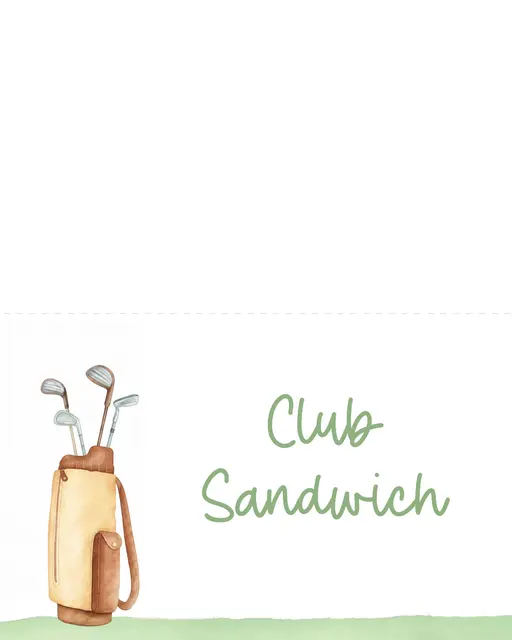 Watercolor Golf Bag Food Tent Card