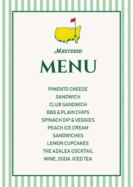 Mastered Golf Party Printable Menu