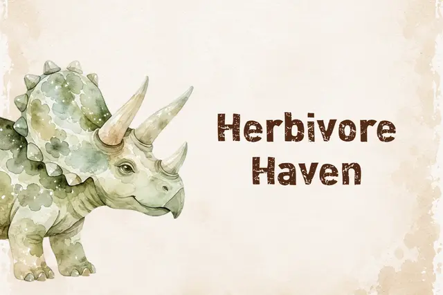 Watercolor Triceratops Herbivore Haven Printable Food Sign