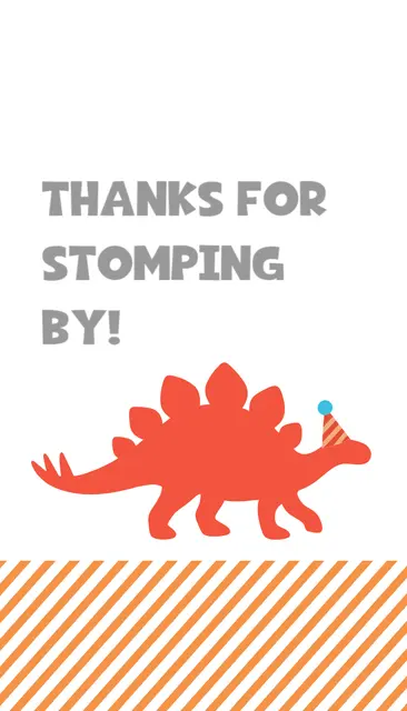 Coral Stegosaurus Printable Thank You Tag