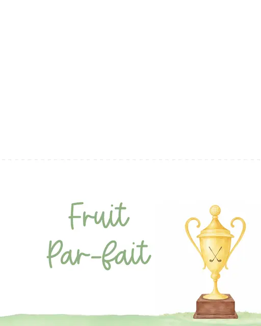 Watercolor Golf Trophy Food Tent Card