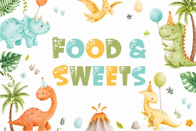 One-a-Saurus Food and Sweets Printable Landscape Sign