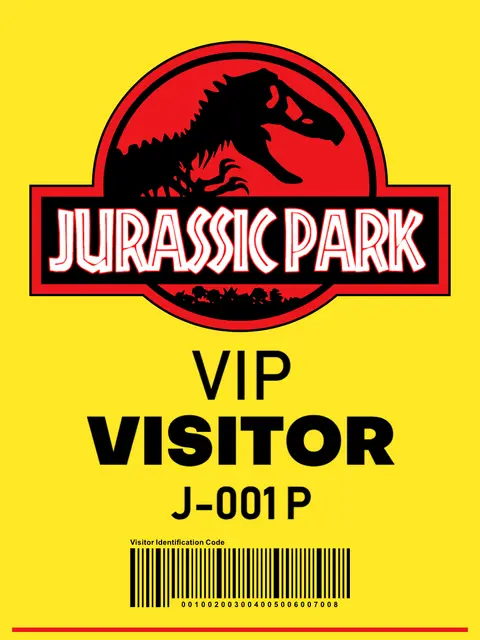 Jurassic Park Portrait VIP Visitor Printable Party Badge
