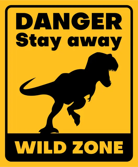 Dinosaur Wild Zone Warning Printable Sticker Design