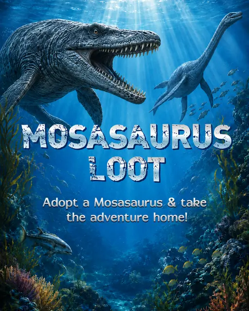 Prehistoric Ocean Mosasaurus Loot Printable Favor Sign