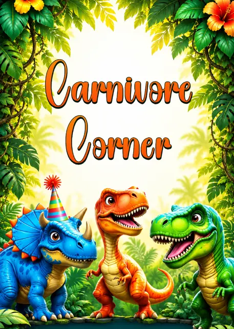 Jungle Dinosaur Carnivore Corner Printable Food Sign