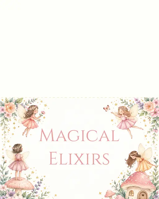 Pastel Fairy Garden Magical Elixirs Printable Tent Label