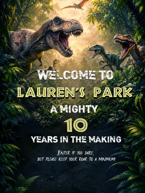 Jurassic Jungle Dinosaur Printable Birthday Welcome Sign