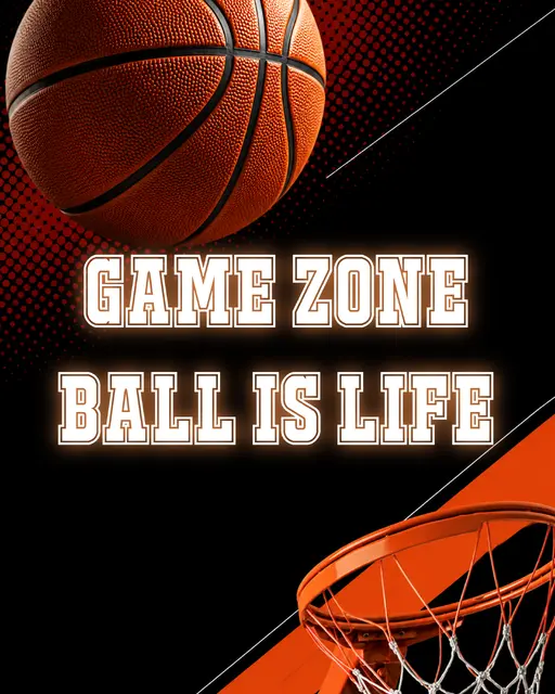 Black and Orange Basketball Game Zone Printable Activity Sign