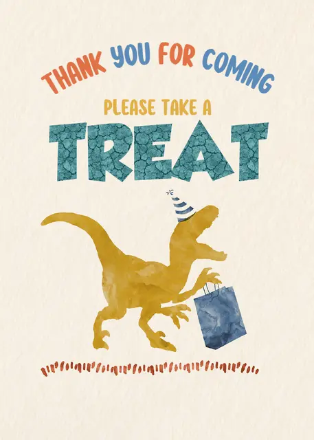 Watercolor Dinosaur Take a Treat Printable Table Sign