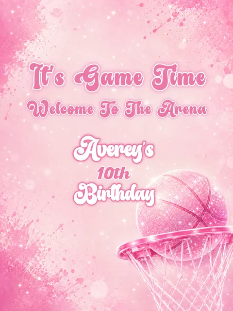 Pink Sparkle Basketball Arena Printable Welcome Sign
