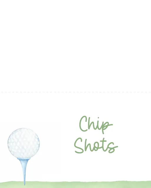 Watercolor Golf Ball Food Tent Card
