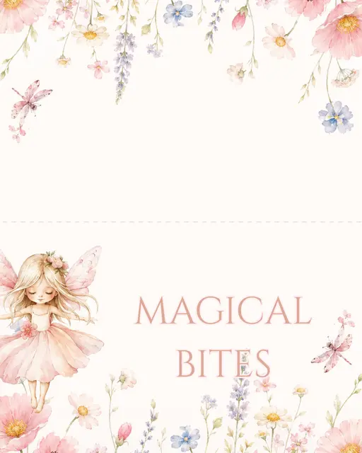 Pink Fairy Garden Magical Bites Printable Tent Label