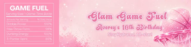 Pink Sparkle Basketball Game Fuel Printable Bottle Label