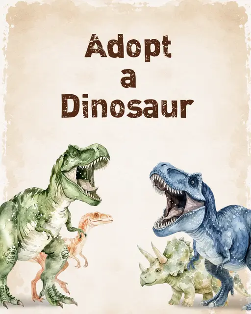 Watercolor Adopt a Dinosaur Printable Favor Sign