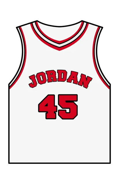White and Red Basketball Jersey Printable Sticker Design