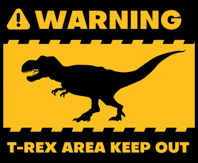 T-Rex Area Keep Out Printable Warning Sticker Design