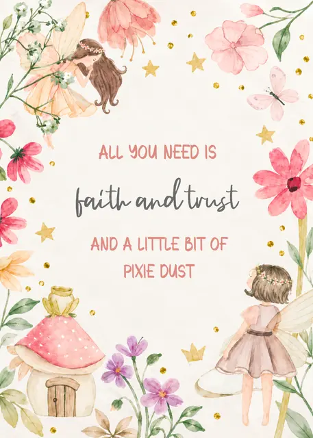 Watercolor Fairy Faith and Trust Printable Table Sign - 5x7