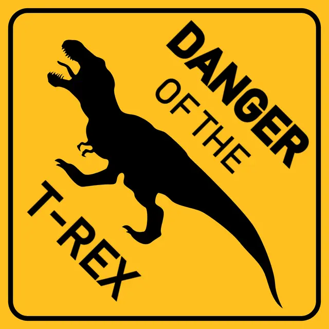 T-Rex Danger Printable Warning Sticker Design