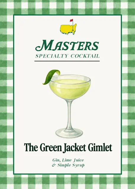 Green Jacket Gimlet Masters Cocktail Sign